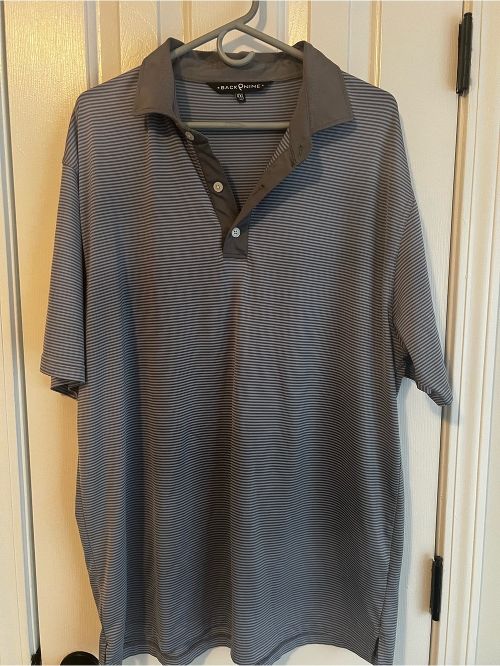 Men's Grey Striped Polo Shirt
